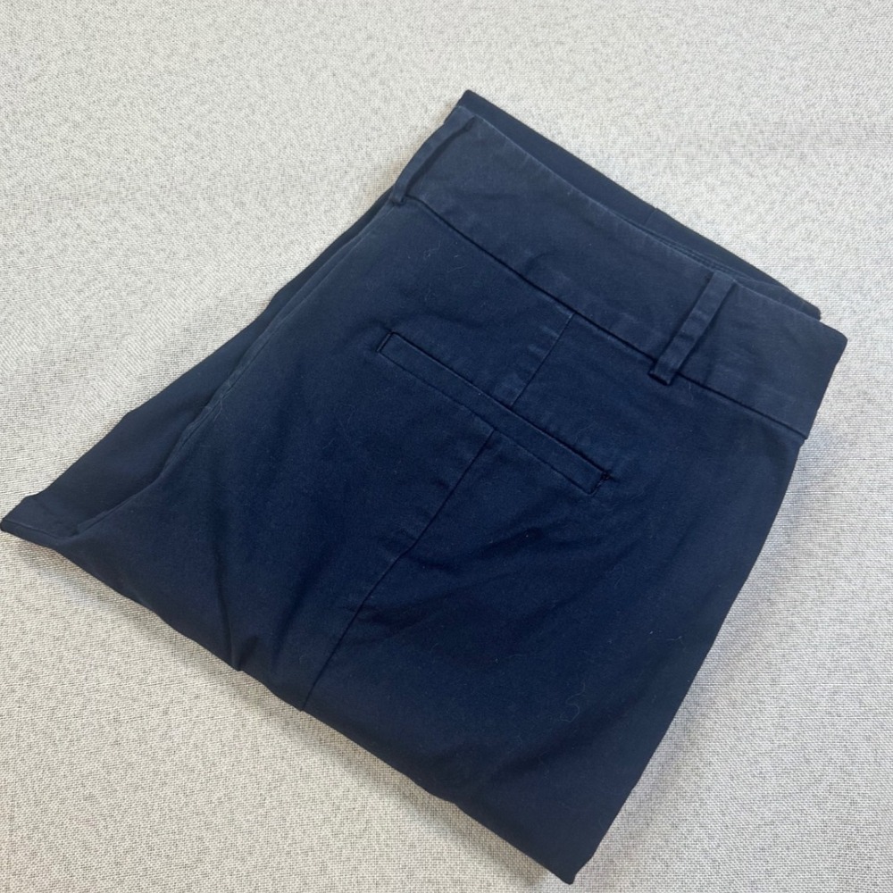 Ann Taylor Dress Pants Womens 8 Navy Blue Cotton Blend Curvy Straight Leg Office